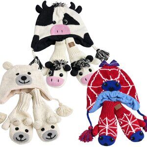 Kyber Outwear Wool Knitted Hat/Gloves Set -Fleece Lined for Kids, 7+ Designs